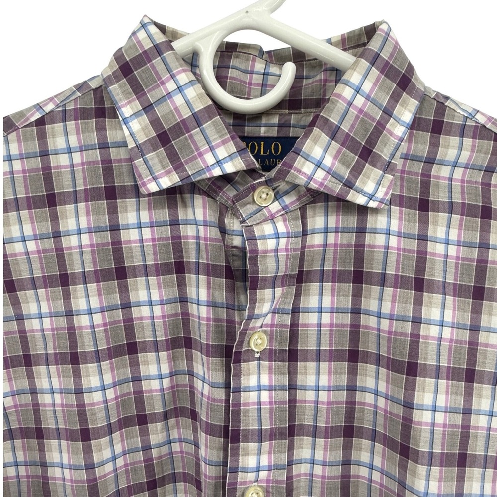 Polo Ralph‎ Lauren Men Slim Fit Plaid Button Down Shirt Size M Cotton Stretch